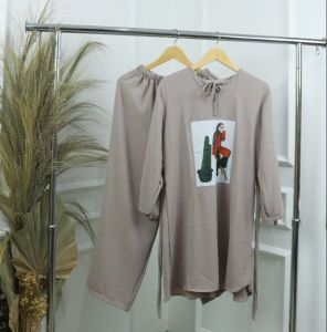 Priskila Cell KAKTUS SET Bahan CRINKLE APLIKASI SABLON REALPICT Setelan Wanita Dewasa Bahan Kaos Stelan 2 in 1 Celana dan Baju One Set Cewek Jumbo Atasan dan Bawahan Ukuran M L XL XXL Outfit Kasual Wanita Kekinian