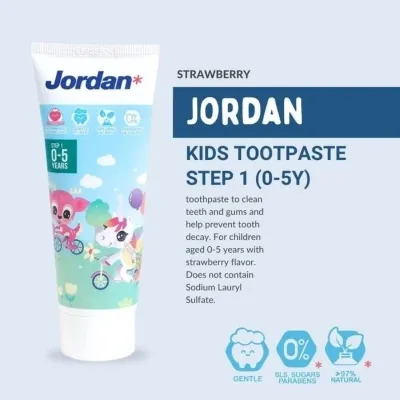 JORDAN Kids Toothpaste Milk Teeth Step 1 (0-5 Years) | Permanent Teeth Step 2 (6-12 Years) - 75g
