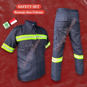 SETELAN KATELPAK BAJU KEMEJA SAFETY LENGAN PENDEK