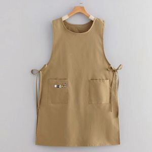 WCYC with Pockets Long Vest Apron Waterproof Polyester Painting Apron Breathable Cooking Apron Kitchen Use