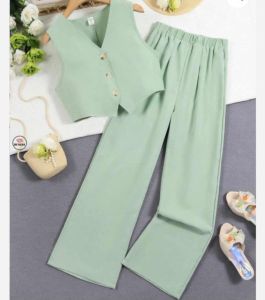 jasmine Best Seller Casual Sleeveless Vest  and Trousers Pants  for Girl  Teen  Set Terno  - best seller - good quality - super kapal ng tela - trending  - 100 percent cotton - mall quality - Top pick  - madaling maubos - trending  - made of imported fabr