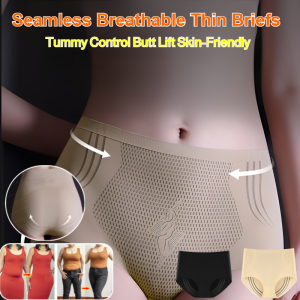 Womens Summer Thin Panties Pure Cotton Comfortable Underpants Antibacterial Tummy Control Underwaer Skin-Friendly Briefs