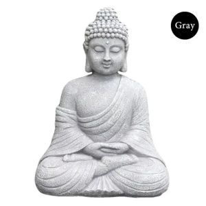 9 Inch Vintage Garden Buddha Statue Indoor Outdoor Garden Zen Buddhism Figurine Sculpture Home Office Store Decor Ornament
