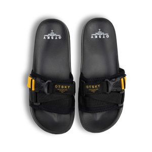 Otsky Sandal Slide Slip on Strap Series Tali Kuning Black