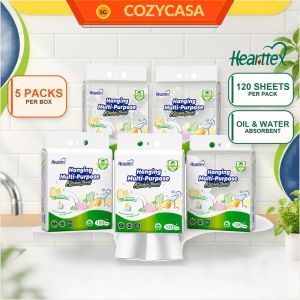 【CozyCasa】 【5Packs/Box】心相印Hearttex Hanging Kitchen Towels 120 Sheets 2-Ply Oil Water Absorbent Paper 210x225mm