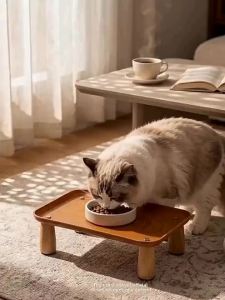 FFBH Tray Sturdy ElevatedFeeder Raised Non-Slip BaseFood Table Multi-functional Easy To CleanFeeding Stand for pets 2Z5B1