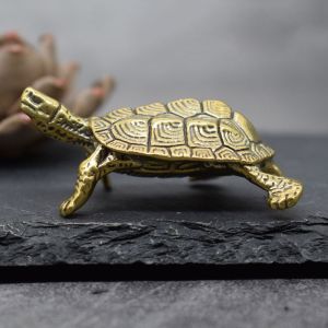 OKDEALS01 Micro-carved Solid Copper Longevity Turtle Living Room Personal Collection Craft Gift Tortoise Statue Brass Tortoise Turtle Figurines  Ornaments