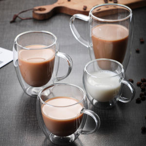 Talentin Double Wall Glass With Handle / Without Handle Milk Cup Coffee Cup Transparent Cup Drinking Glass Cawan Kaca