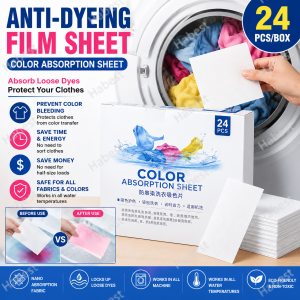 [Box] 24 Pcs Color Absorption Sheet Washing Machine Laundry Cloth Anti Dyed Papers Color Grabber Tools