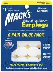 Mack's Pillow Soft Silicone Earplugs - 6 Pair, Value Pack – The Original  Moldable Silicone Putty Ear Plugs for Sleeping, Snoring, Swimming, Travel