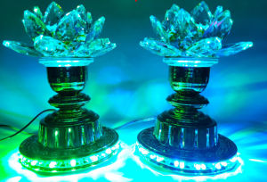 [TMS_PL16] Một cặp đài bông hoa pha lê trang trí tủ thờ thờ phật thờ Quan âm