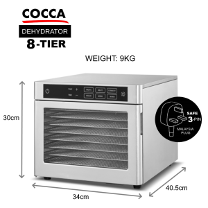 COCCA 8-Tier SUS304 Stainless Steel Food Dehydrator Commercial Grade 500W
