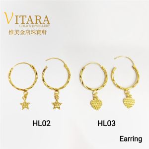 Emas 916 Subang / Anting I Gold 916 Hoop Earring - HL01+