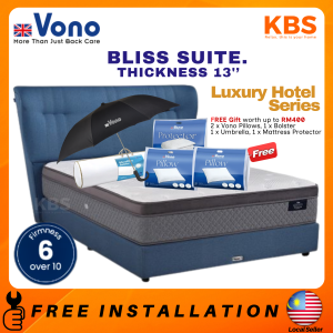 (FREE Shipping+Installation) Vono Hotel Collection Bliss Suite 13 Inches Mattress (Tilam Vono Bliss Suite) | 15 Years Warranty | 100% Natural Latex & Pocket Spring