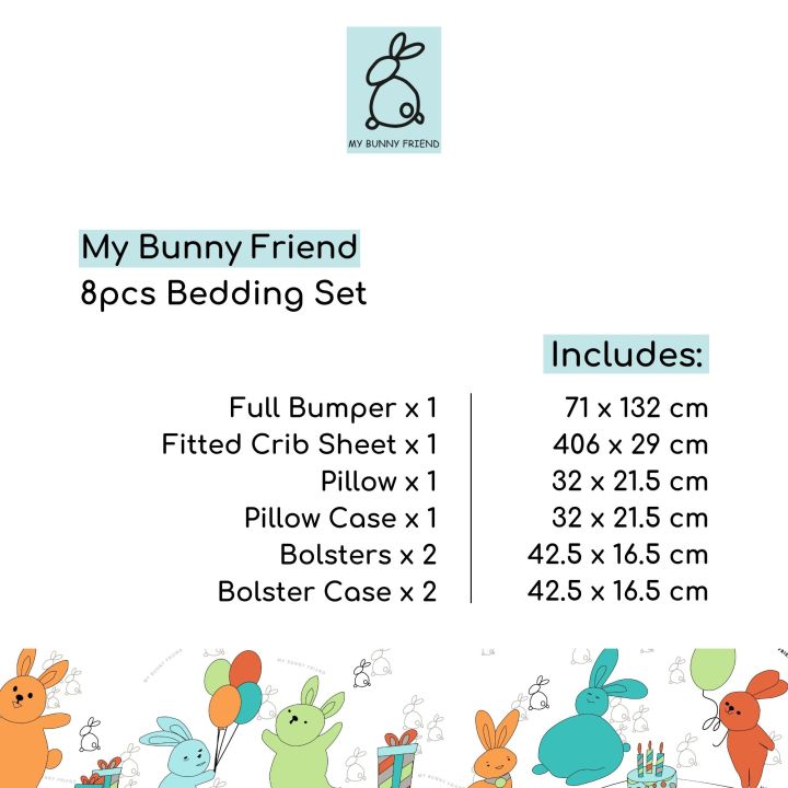 Infantino%20%7C%20My%20Bunny%20Friend%208pcs%20Bedding%20Set%20(Bunny%20Party)%20-%20Image%203