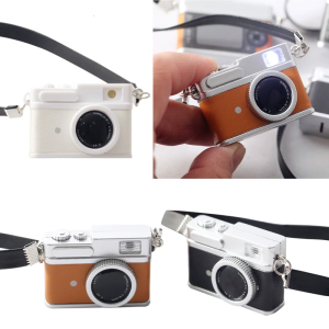 1:12 Dollhouse Mini Vintage Camera with Belt Model DIY Keychain Pendant for Children Adults DIY Handicraft Party Supply