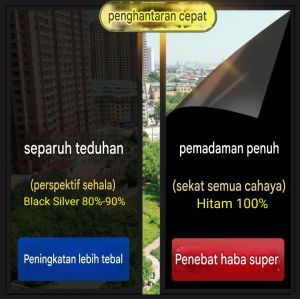 (CUSTOM SIZE)PRE-CUT / Black Colour Tinted rumah window Tint One Way Film Tinted Privacy Reflective Film Mirror Film Tinted