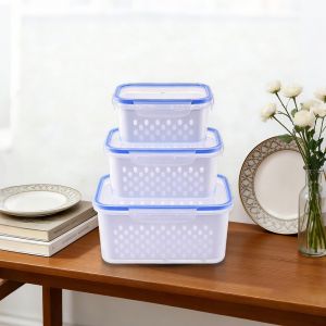 BW-C1187 Keranjang Buah Sayur 3IN1 Kotak Tempat Penyimpanan Makanan Kulkas Serbaguna / Keranjang