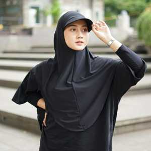 Hijab Topi Jilbab Instan Sporty Bahan Jersey Dewasa Terbaru (Hijab Topi)