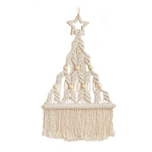 XYAX Woven Christmas Tree Macrame Tapestry Tassel Aesthetic Cotton Rope Tapestry Boho Decor Decorative Wall Hanging Pendant Bedroom