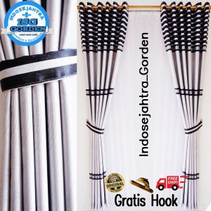 Gorden Jendela & Pintu Kamar Minimalis Motif Emboss Abu Hitam