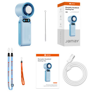 JAMAY F16 พัดลมทำความเย็นแบบพกพา ปรับความเร็วลมได้ 199 ระดับ แบตเตอรี่ใช้งานได้นาน ลมแรง หน้าจอดิจิทัล น้ำหนักเบา พับได้ แขวนคอได้ มอเตอร์ความเร็วสูง เสียงรบกวนต่ำ สีสันโดพามีน พัดลมฤดูร้อน