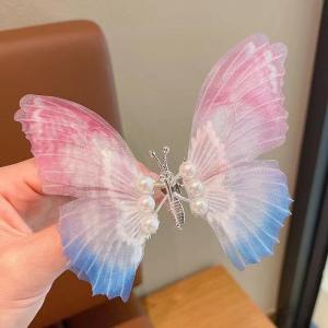 Colorful Glitter Big Butterfly Hair Clips Beautiful Moving Wings Pearl Hairpin for Girls Kids Hairgrip Barrette Hair Accessories