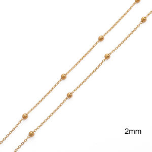 1M 18K ชุบทองโซ่ลูกปัดสร้อยคอสำหรับ DIY สร้อยคอเครื่องประดับทำสร้อยคอมือ