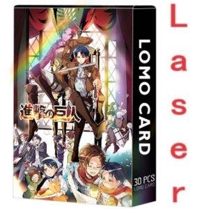 30PcsPack Attack on Titan Shingeki no Kyojin  Card Eren Yeager Mikasa Ackerman  Armin Arlert Double Sided Printing Card LOMO Anime Cards Toys
