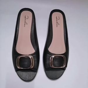 [Free Shipping] New Summer Womens Casual Flat Sandals with Square Buckle Korean Style Daily Chunky Heel Mules for Outdoor Wear