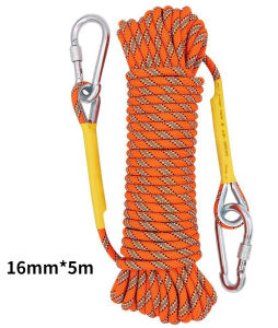 (STOCK&COD)16mm Fire rescue rope Static rope climbing rope safety rope rescue rope (with reflective silk thread) practical rope with 2 climbing buckles
