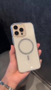 เคสศัพท์แม่เหล็กอะคริลิกกลิตเตอร์สำหรับ iPhone 16 Pro Max 15 14 13 12 11 เคสสำหรับ iPhone เคสซิลิโคนนุ่ม TPU กันกระแทก