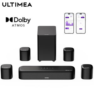 ULTIMEA Aura A60 ซาวด์บาร์ 7.1ch 350W สำหรับทีวีที่มี Dolby Atmos ลำโพงบลูทูธเทคโนโลยีโฮมเธียเตอร์พร้อมซับวูฟเฟอร์และ4ลำโพงเสียงรอบทิศทาง