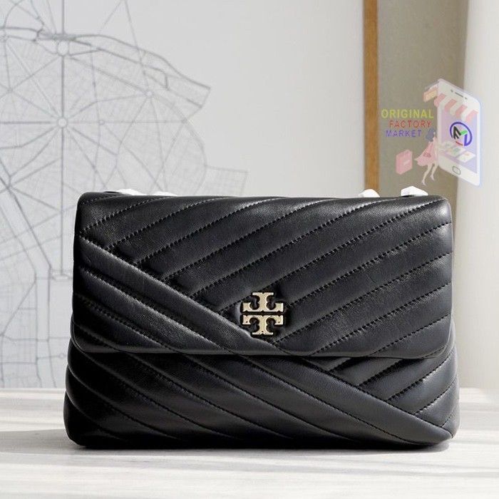 TAS TORY BURCH 58465 KIRA CHEVRON Convertible Shoulder Bag Black