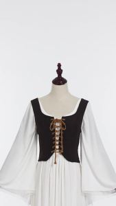 [Yiu] Pirate Corset Vest Steampunk Waistcoat For Women Halloween Medieval Cosplay Tops