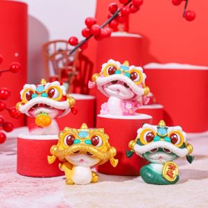 BFCGBH Cute Mini Fortune Snake Figurine Chinese Style Zodiac Snake Lucky Small Snake Ornament Animal Figurines Blessing New Year Snake Statue New Year Decoration Gifts