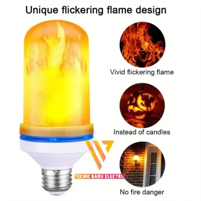 LAMPU BOHLAM API OBOR 9W E27 220V WW / LAMPU HIAS DINDING CAFE RUMAH CLASSIC TAMAN LED FIRE EFFECT