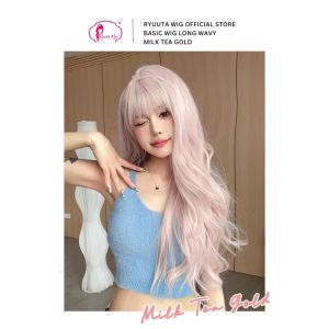 Ryuuta Wig Basic Cap Panjang Gelombang Lolita Ulzzang Milk Tea Gold