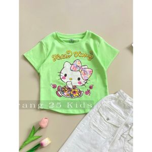 Áo croptop bé gái vải borip in dập nổi chữ IN TALY vạt tôm bánh bèo - -Trang 25 Shop