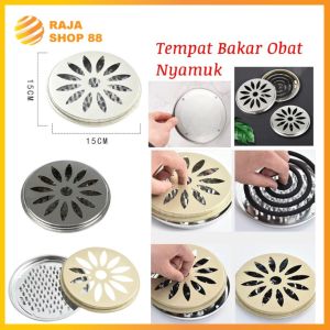 Tatakan Obat Nyamuk Set Stainless Steel Wadah Tempat Bakar Obat Nyamuk Dengan Tutup