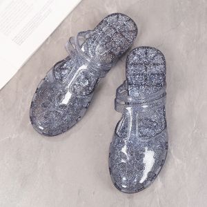 OKAIDO Sandal Mules Selop Jelly Transparan Gaya Korea Karet PVC Anti Air Anti Licin Nyaman Kekinian