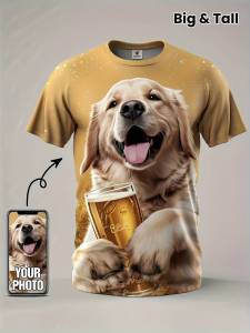 ladaza3d Digital Mens Short Sleeve Puppy animal pattern T Summer Breathable Anti-Sweat Shirt