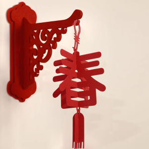 YESPERY 3D Chinese New Year Felt Pendant 2025 Fu Lanterns Decorative Spring Festival Red Lantern With Tassel New Year Party Supplies