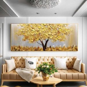 Lukisan pohon gold timbul Plus Frame - Future Art Painting