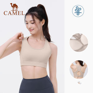 Camel Yoga Womens Fitness Sports Running Bra Shockproof High-Intensity Support Bra