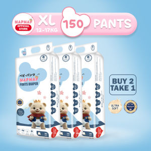 B2T1 Napnap Baby Pants Diaper XL 150pcs (3 PACKS) Ultra Absorbent No Leaks Soft Breathable