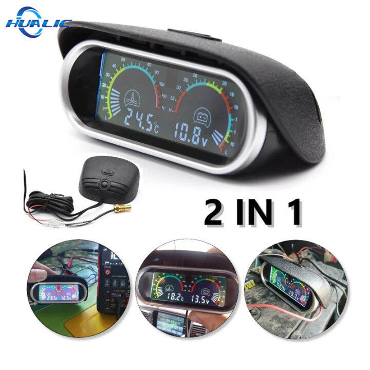 HUALIC 12v/24v LCD Car Digital Horizontal Gauge Water Temp Gauge Meter ...