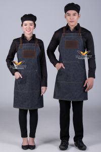 ผ้ากันเปื้อน ผ้ากันเปื้อนเชฟ ผ้ากันเปื้อนพ่อครัว ผ้ากันเปื้อนกุ๊ก ผ้ากันเปื้อนเสิร์ฟ แบบเต็มตัว ยีนส์ ยาว 33 นิ้ว