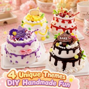 Perfect Mom and Baby Diy Mini Cake Craft Kit Simulation Cream Glue Handmade Dessert Art Set 4 Themed Options Parent Child Home Decor Birthday Gift For Kids Teens