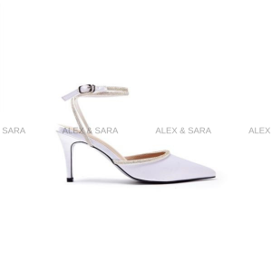 Giày nữ cao gót 8cm bít mũi gót nhọn thiết kế màu trơn basic đính đá phần quai giày sang trọng | ALEX & SARA  - AL421